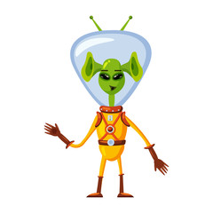 Alien in a space suit, a fantastic funny humanoid character, a monster