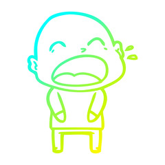 cold gradient line drawing cartoon shouting bald man