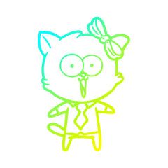 cold gradient line drawing cartoon cat