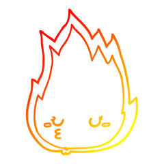 warm gradient line drawing cute cartoon fire