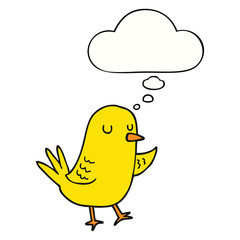 cartoon bird and thought bubble