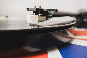 Fototapeta na wymiar vinyl record player close up
