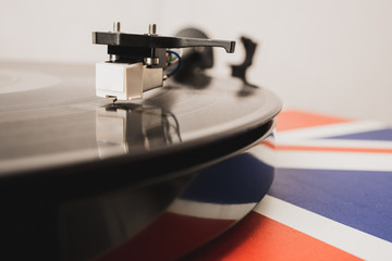 vinyl record player close up