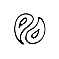 Eco flower icon in hand drawn style