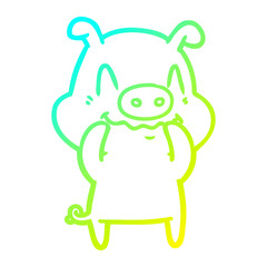 cold gradient line drawing nervous cartoon pig