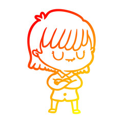 warm gradient line drawing cartoon woman