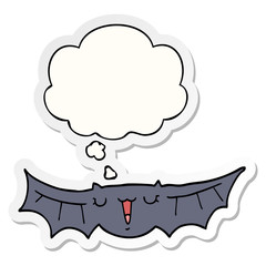 cartoon bat and thought bubble as a printed sticker