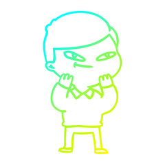cold gradient line drawing cartoon boy