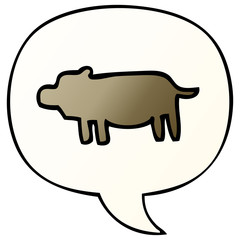cartoon animal symbol and speech bubble in smooth gradient style