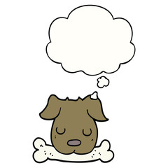 cartoon dog with bone and thought bubble