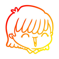 warm gradient line drawing cartoon female face