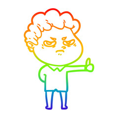 rainbow gradient line drawing cartoon angry man