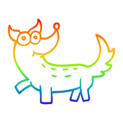 rainbow gradient line drawing cartoon dog