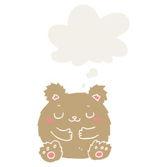 cute cartoon bear and thought bubble in retro style