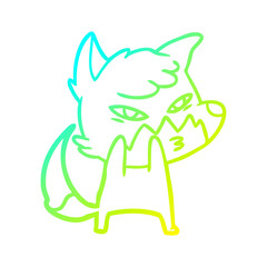cold gradient line drawing clever cartoon fox