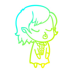 cold gradient line drawing cute cartoon vampire girl