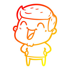 warm gradient line drawing cartoon man laughing