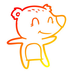 warm gradient line drawing smiling polar bear cartoon