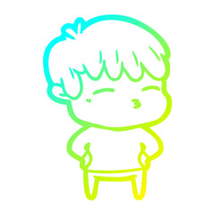cold gradient line drawing cartoon curious boy