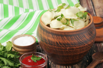 Russian pelmeni portion ready for lunch