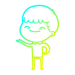 cold gradient line drawing cartoon happy boy
