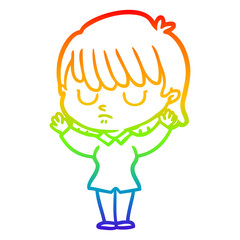 rainbow gradient line drawing cartoon woman