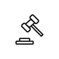 Judge gavel icon. Auction or judge hammer icon vector illustration. Law symbol. Judiciary sign. Justice illustration.