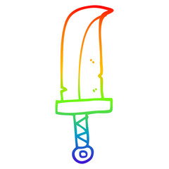 rainbow gradient line drawing cartoon dagger