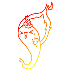 warm gradient line drawing cartoon flaming hot chili pepper