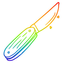 rainbow gradient line drawing cartoon folding knife