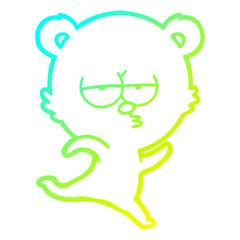 cold gradient line drawing running bear cartoon