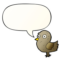 cartoon bird and speech bubble in smooth gradient style
