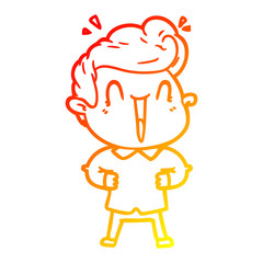 warm gradient line drawing cartoon excited man