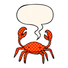 cartoon crab and speech bubble in comic book style