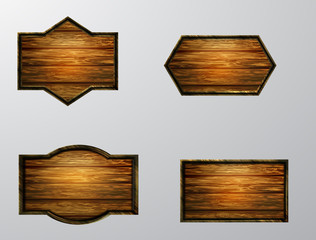 Vector realistic illustration of wooden signboard