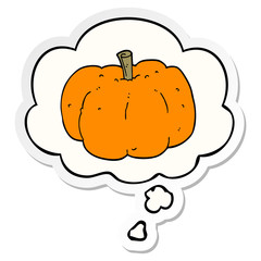 cartoon pumpkin and thought bubble as a printed sticker