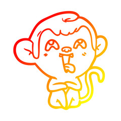 warm gradient line drawing crazy cartoon monkey