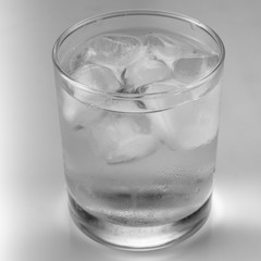 ice in a glass on a gray background