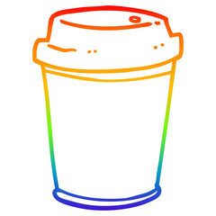 rainbow gradient line drawing cartoon takeout coffee cup