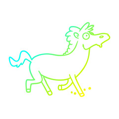 cold gradient line drawing cartoon running horse