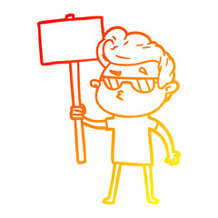 warm gradient line drawing cartoon cool guy