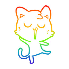 rainbow gradient line drawing cartoon cat singing
