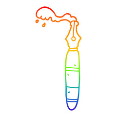 rainbow gradient line drawing cartoon fountain pen