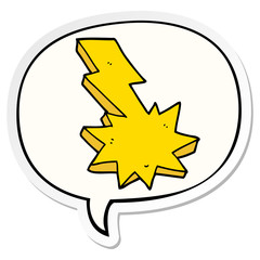 cartoon lightning strike and speech bubble sticker