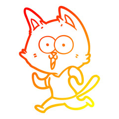 warm gradient line drawing funny cartoon cat jogging