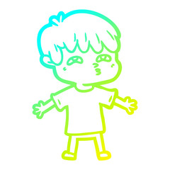 cold gradient line drawing cartoon man confused