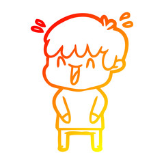warm gradient line drawing cartoon laughing boy