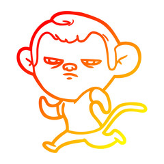 warm gradient line drawing cartoon monkey