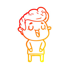 warm gradient line drawing happy cartoon man