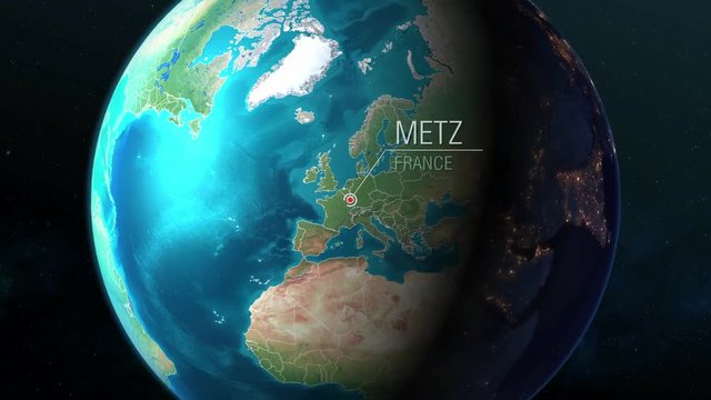 France - Metz - Zooming from space to earth